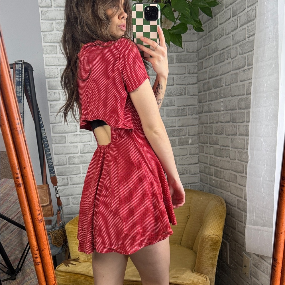 Urban Outfitters // Red Button-Front Mini Dress - Picture 4 of 10